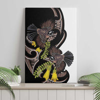 New Zealand Valentines Day Canvas Wall Art Piwakawaka Lovers Maori Koru Tattoo - Polynesian Pride