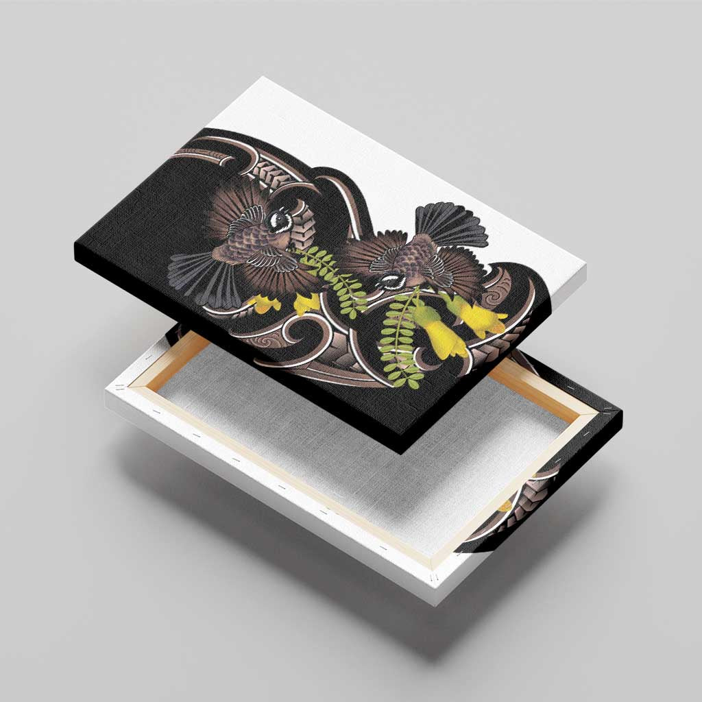 New Zealand Valentines Day Canvas Wall Art Piwakawaka Lovers Maori Koru Tattoo - Polynesian Pride