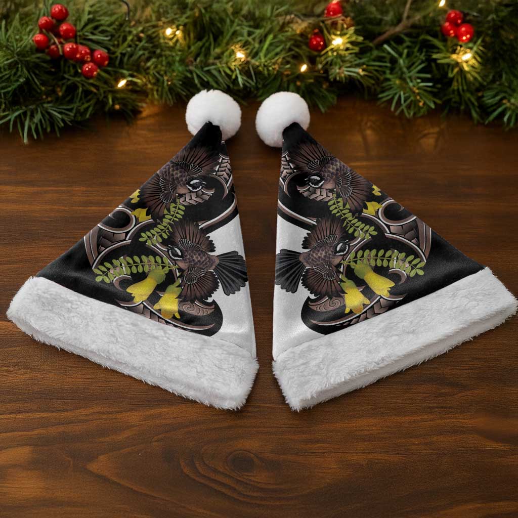 New Zealand Valentines Day Christmas Santa Hat Piwakawaka Lovers Maori Koru Tattoo - Polynesian Pride