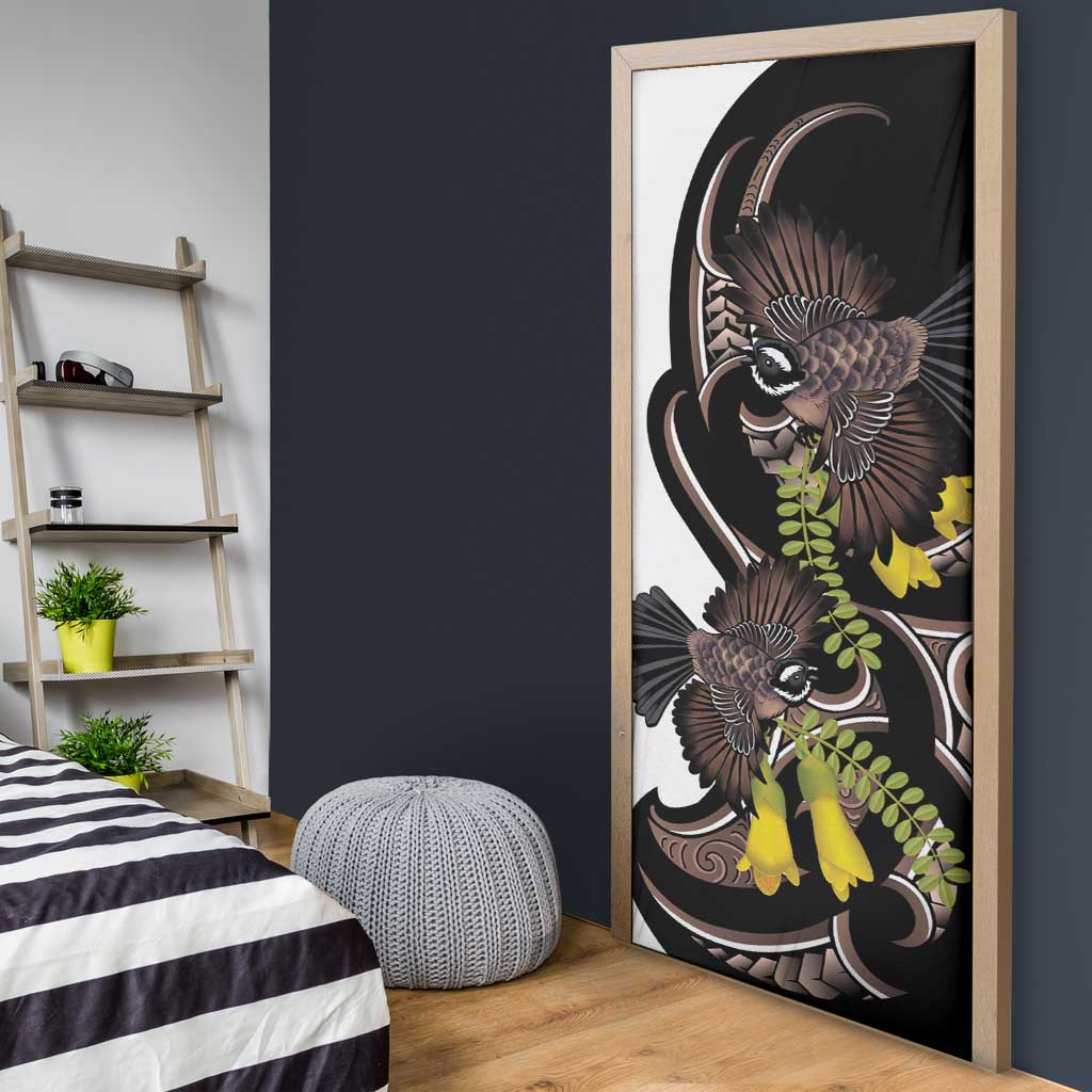 New Zealand Valentines Day Door Cover Piwakawaka Lovers Maori Koru Tattoo - Polynesian Pride
