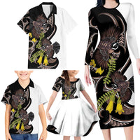 New Zealand Valentines Day Family Matching Long Sleeve Bodycon Dress and Hawaiian Shirt Piwakawaka Lovers Maori Koru Tattoo - Polynesian Pride