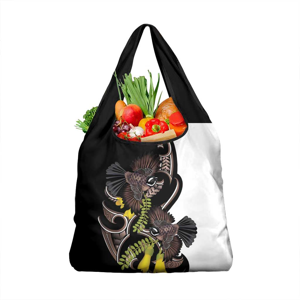 New Zealand Valentines Day Grocery Bag Piwakawaka Lovers Maori Koru Tattoo - Polynesian Pride