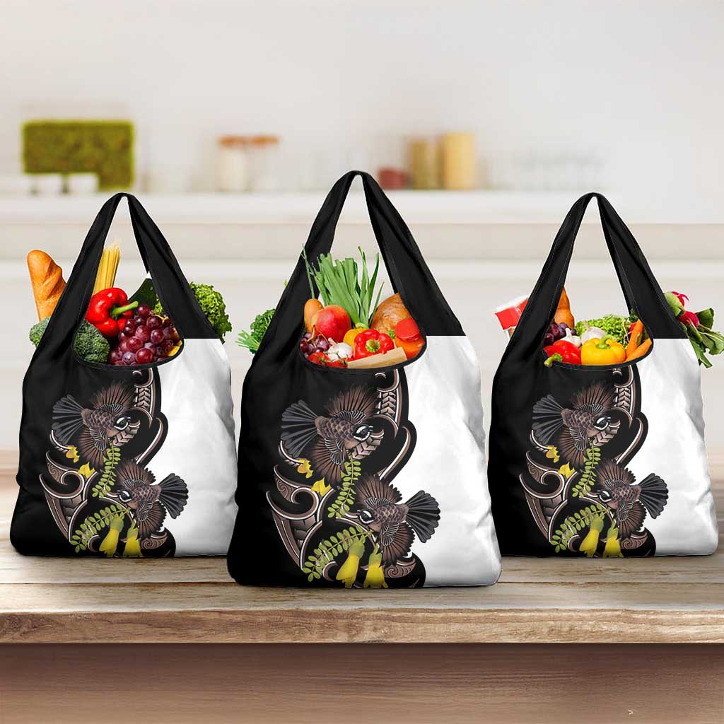 New Zealand Valentines Day Grocery Bag Piwakawaka Lovers Maori Koru Tattoo - Polynesian Pride