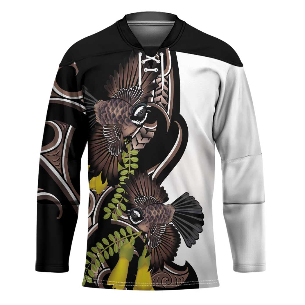 New Zealand Valentines Day Hockey Jersey Piwakawaka Lovers Maori Koru Tattoo - Polynesian Pride