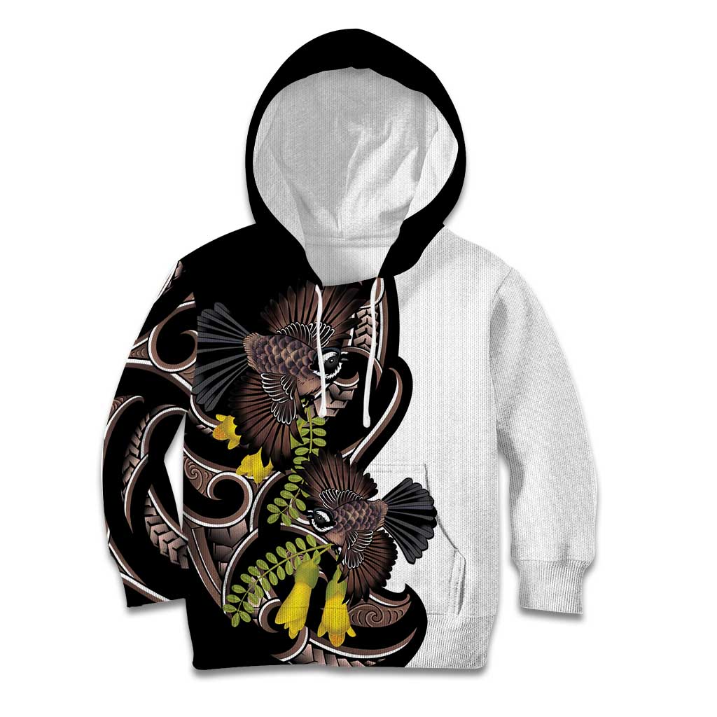 New Zealand Valentines Day Kid Hoodie Piwakawaka Lovers Maori Koru Tattoo - Polynesian Pride