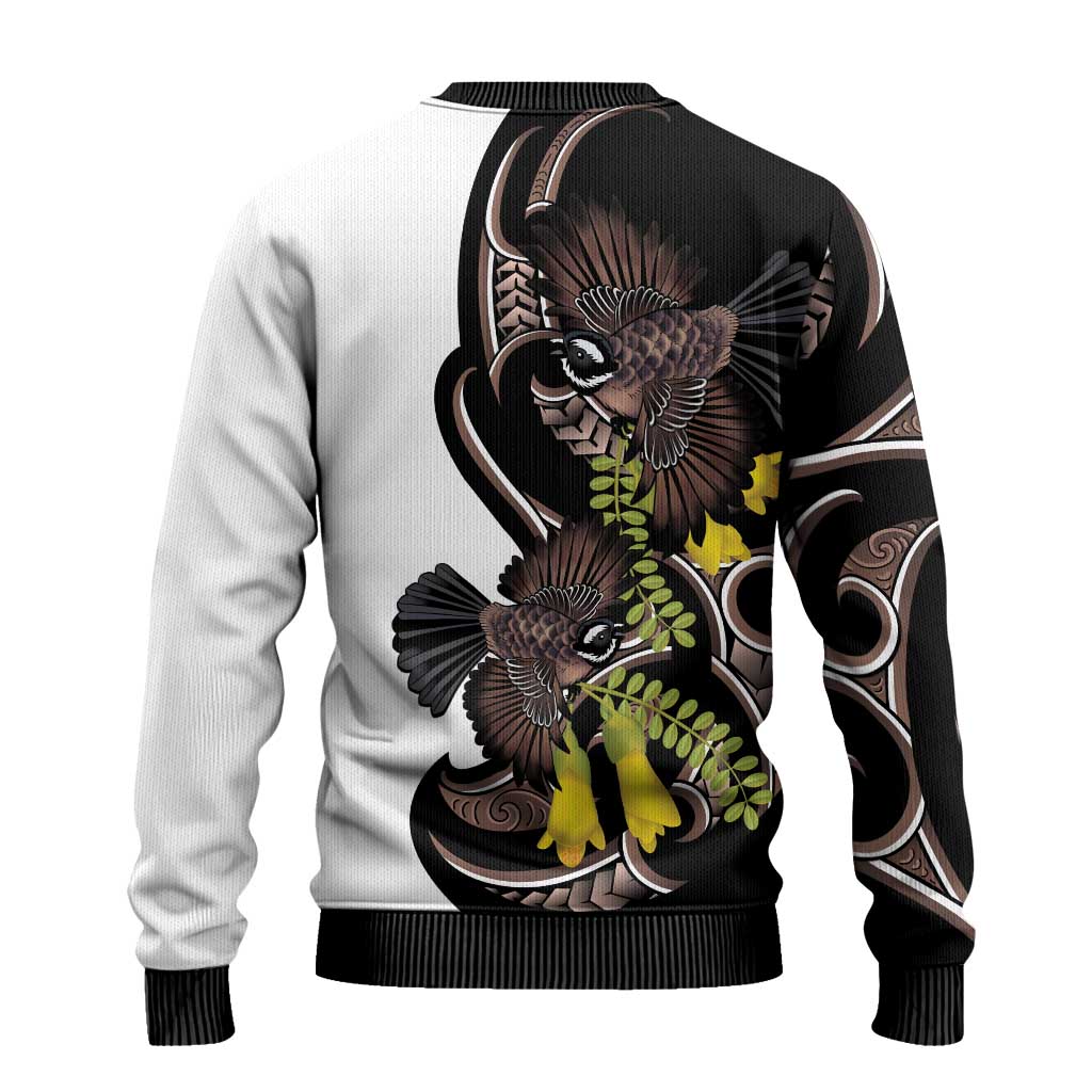 New Zealand Valentines Day Ugly Christmas Sweater Piwakawaka Lovers Maori Koru Tattoo - Polynesian Pride