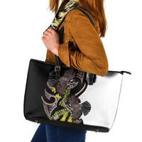 New Zealand Valentines Day Leather Tote Bag Piwakawaka Lovers Maori Koru Tattoo - Polynesian Pride