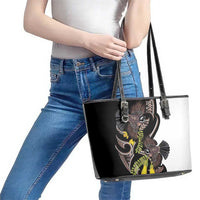 New Zealand Valentines Day Leather Tote Bag Piwakawaka Lovers Maori Koru Tattoo - Polynesian Pride