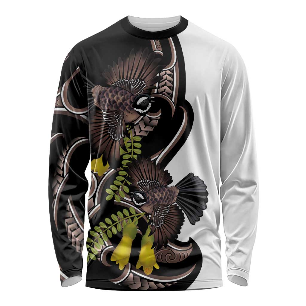 New Zealand Valentines Day Long Sleeve Shirt Piwakawaka Lovers Maori Koru Tattoo - Polynesian Pride