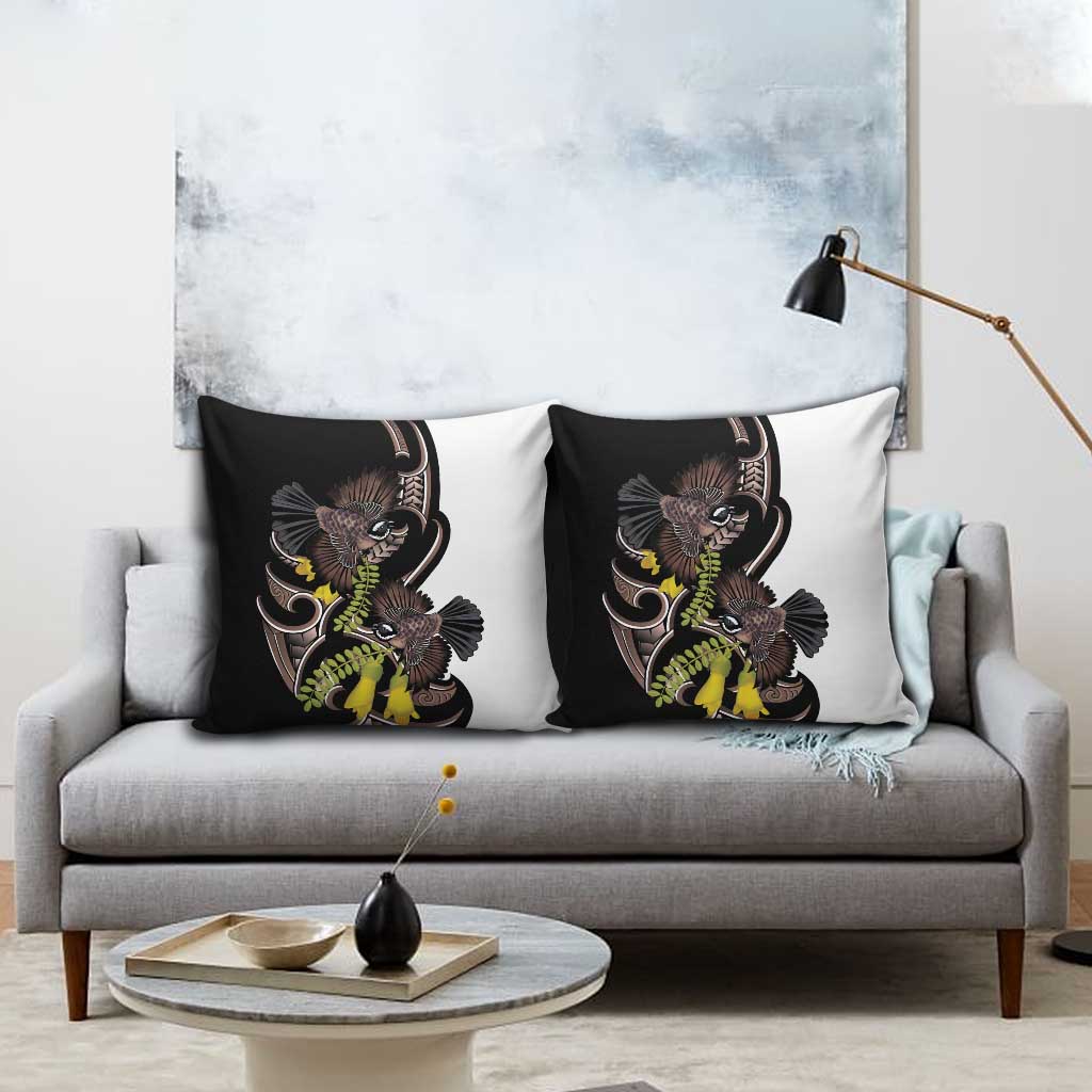 New Zealand Valentines Day Pillow Cover Piwakawaka Lovers Maori Koru Tattoo - Polynesian Pride