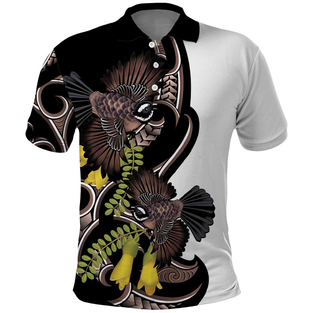 New Zealand Valentines Day Polo Shirt Piwakawaka Lovers Maori Koru Tattoo - Polynesian Pride