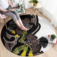 New Zealand Valentines Day Round Carpet Piwakawaka Lovers Maori Koru Tattoo - Polynesian Pride