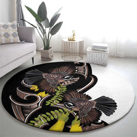 New Zealand Valentines Day Round Carpet Piwakawaka Lovers Maori Koru Tattoo - Polynesian Pride