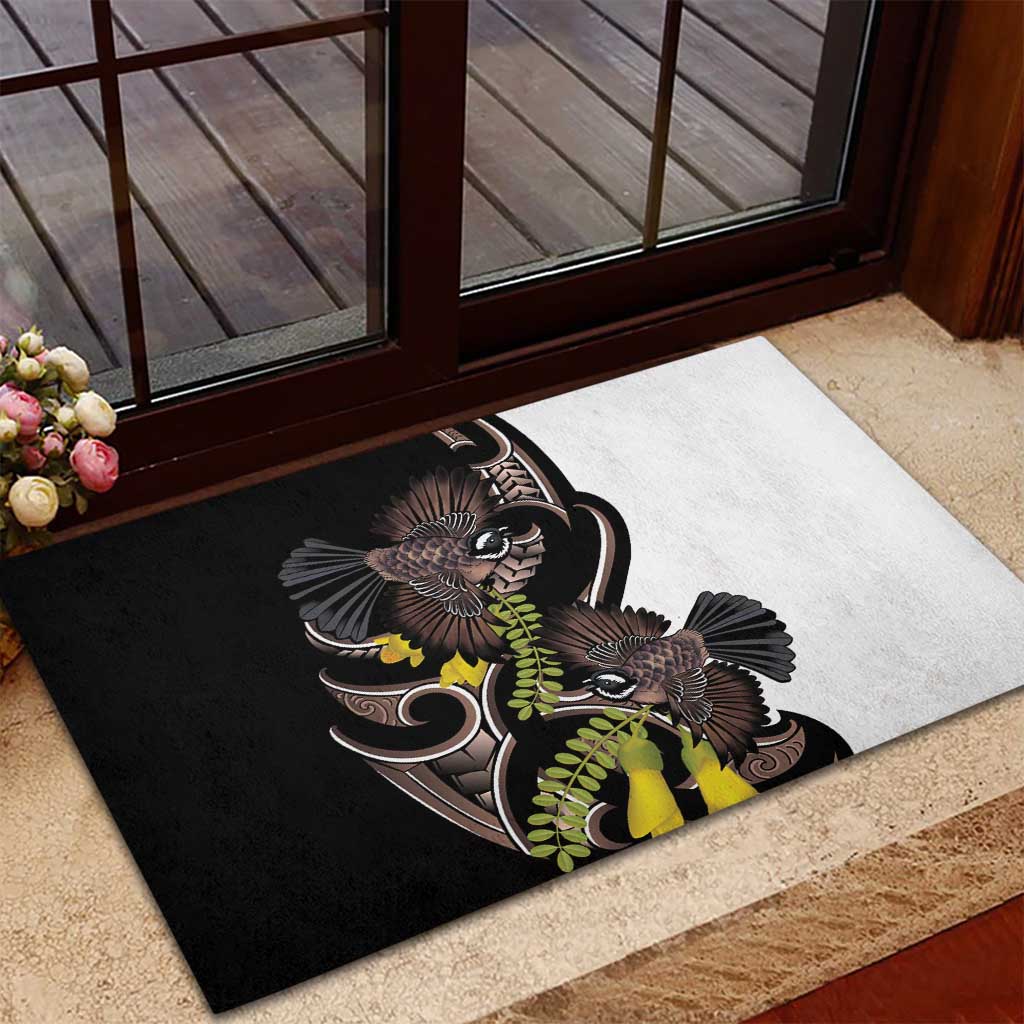 New Zealand Valentines Day Rubber Doormat Piwakawaka Lovers Maori Koru Tattoo - Polynesian Pride