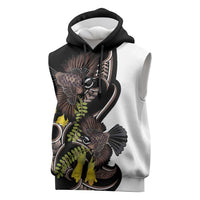 New Zealand Valentines Day Sleeveless Hoodie Piwakawaka Lovers Maori Koru Tattoo - Polynesian Pride