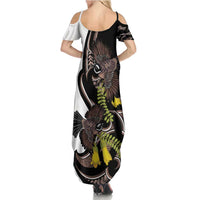 New Zealand Valentines Day Summer Maxi Dress Piwakawaka Lovers Maori Koru Tattoo - Polynesian Pride