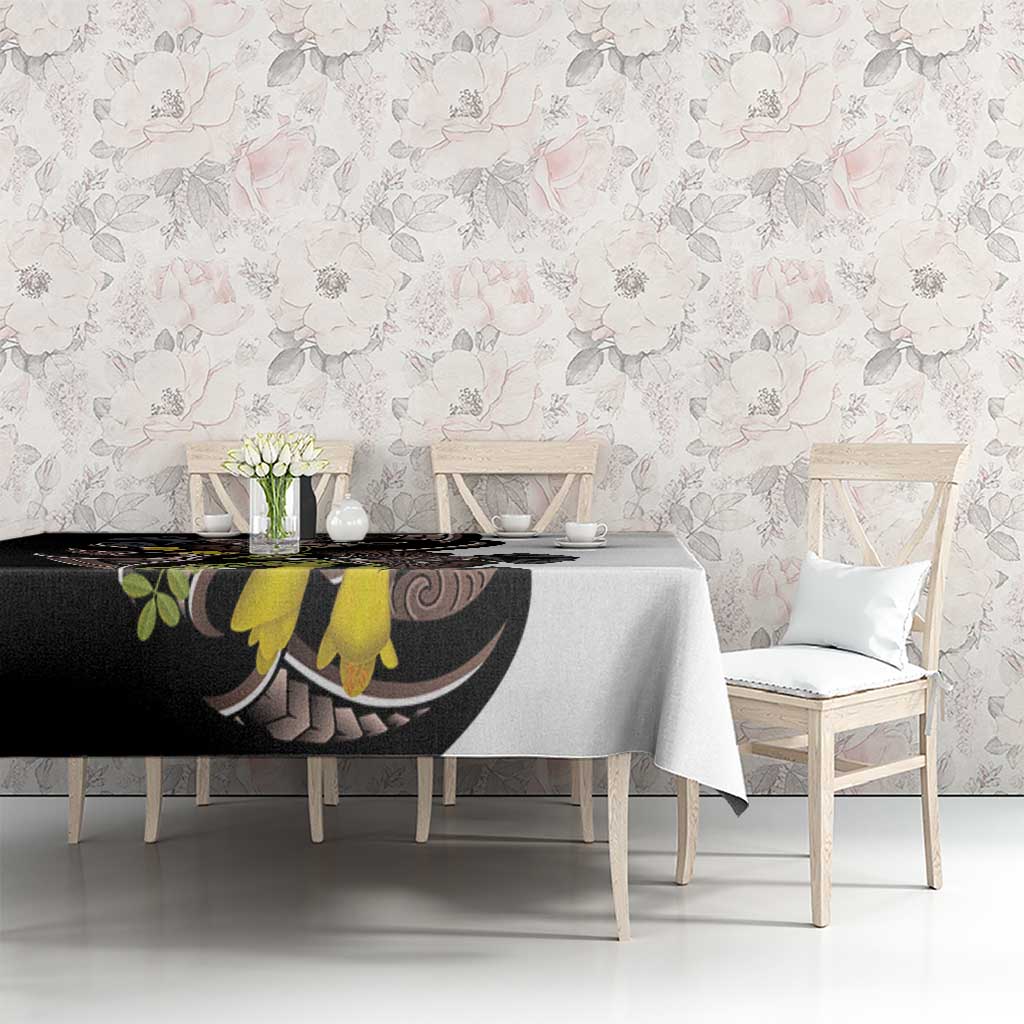 New Zealand Valentines Day Tablecloth Piwakawaka Lovers Maori Koru Tattoo - Polynesian Pride