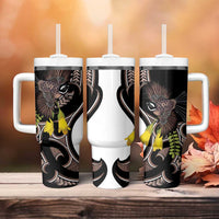 New Zealand Valentines Day Tumbler With Handle Piwakawaka Lovers Maori Koru Tattoo - Polynesian Pride