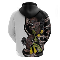 New Zealand Valentines Day Zip Hoodie Piwakawaka Lovers Maori Koru Tattoo - Polynesian Pride