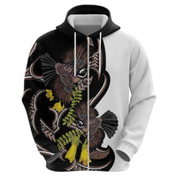 New Zealand Valentines Day Zip Hoodie Piwakawaka Lovers Maori Koru Tattoo - Polynesian Pride