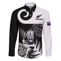 Custom New Zealand Silver Fern Rugby Family Matching Mermaid Dress and Hawaiian Shirt Go Champions NZ All Black Maori Koru LT14 Dad's Shirt - Long Sleeve Black - Polynesian Pride