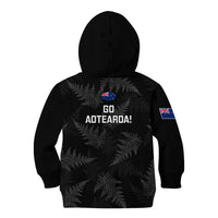 New Zealand Silver Fern Rugby Kid Hoodie 2023 Go Aotearoa World Cup LT14 Zip Hoodie Black - Polynesian Pride