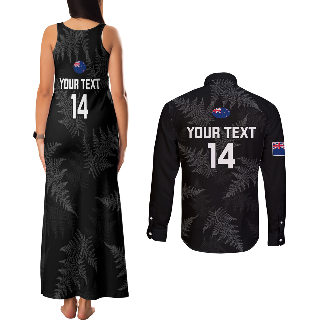 Custom New Zealand Silver Fern Rugby Couples Matching Tank Maxi Dress and Long Sleeve Button Shirts 2023 Go Aotearoa Champions World Cup LT14 - Polynesian Pride