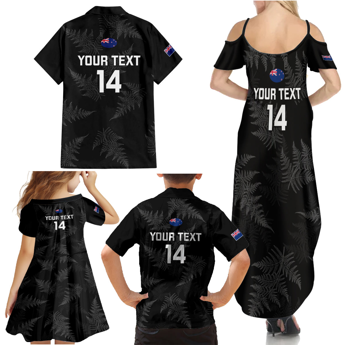 Custom New Zealand Silver Fern Rugby Family Matching Summer Maxi Dress and Hawaiian Shirt 2023 Go Aotearoa Champions World Cup LT14 - Polynesian Pride