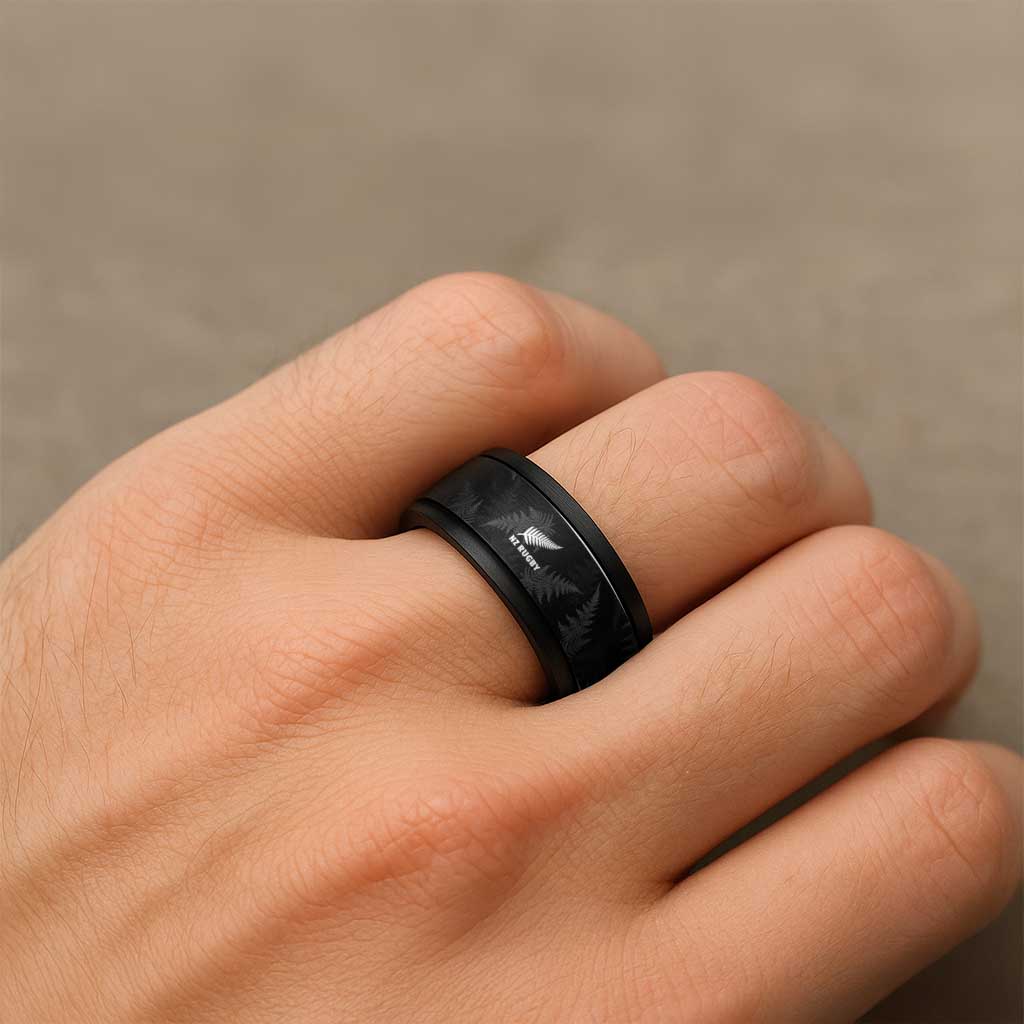 New Zealand Silver Fern Rugby Spinner Ring Go Aotearoa Champions - Polynesian Pride