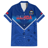Custom Samoa Rugby Family Matching Long Sleeve Bodycon Dress and Hawaiian Shirt 2023 Go Manu Samoa LT14 Dad's Shirt - Short Sleeve Blue - Polynesian Pride