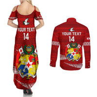 Custom Tonga Rugby Couples Matching Summer Maxi Dress and Long Sleeve Button Shirts 2023 Ikale Tahi Tongan Ngatu Pattern LT14 - Polynesian Pride