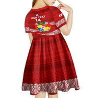 Custom Tonga Rugby Kid Short Sleeve Dress 2023 Ikale Tahi Tongan Ngatu Pattern LT14 - Polynesian Pride