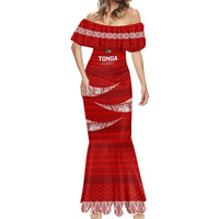 Custom Tonga Rugby Mermaid Dress 2023 Ikale Tahi Tongan Ngatu Pattern LT14 - Polynesian Pride