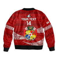 Custom Tonga Rugby Sleeve Zip Bomber Jacket 2023 Ikale Tahi Tongan Ngatu Pattern LT14 - Polynesian Pride