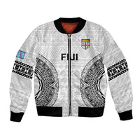 Custom Fiji Rugby Bomber Jacket 2023 Go Champions World Cup Fijian Tapa Pattern LT14 Unisex White - Polynesian Pride