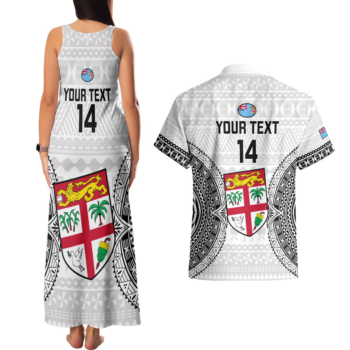 Custom Fiji Rugby Couples Matching Tank Maxi Dress and Hawaiian Shirt 2023 Go Champions World Cup Fijian Tapa Pattern LT14 - Polynesian Pride