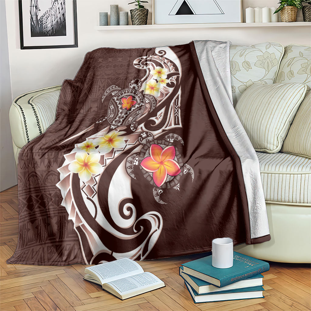 Bula Fiji Tapa Turtle Blanket Plumeria Fijian Masi Vonu Brown LT14 Brown - Polynesian Pride