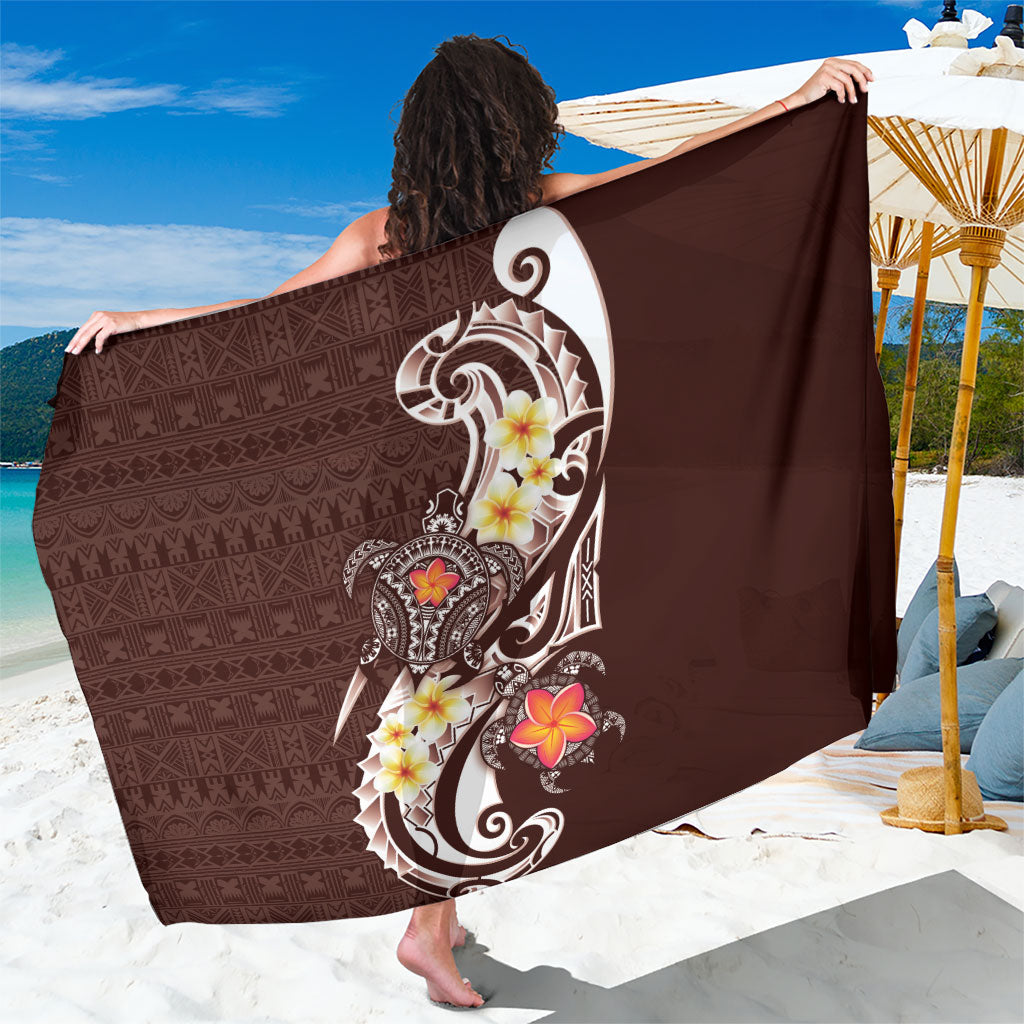 Bula Fiji Tapa Turtle Sarong Plumeria Fijian Masi Vonu Brown LT14 One Size 44 x 66 inches Brown - Polynesian Pride