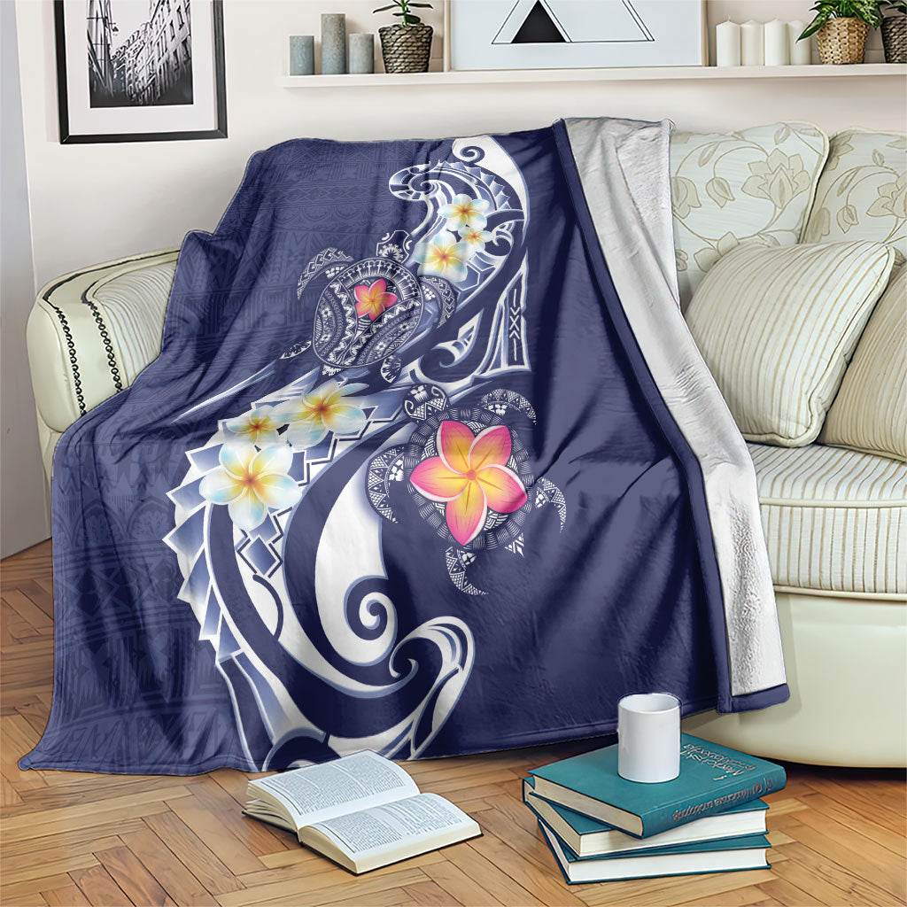 Bula Fiji Tapa Turtle Blanket Plumeria Fijian Masi Vonu Midnight Blue LT14 Midnight Blue - Polynesian Pride