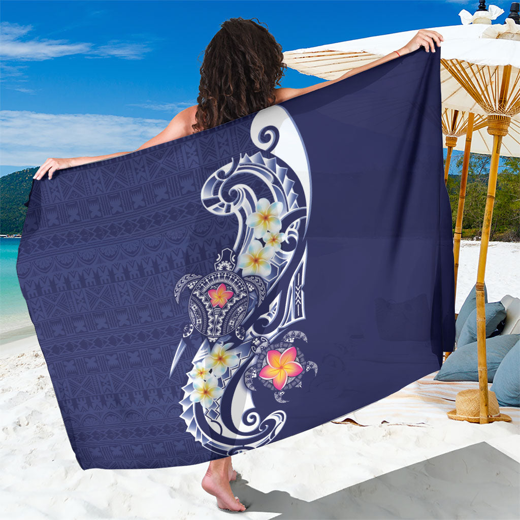 Bula Fiji Tapa Turtle Sarong Plumeria Fijian Masi Vonu Midnight Blue LT14 One Size 44 x 66 inches Midnight Blue - Polynesian Pride