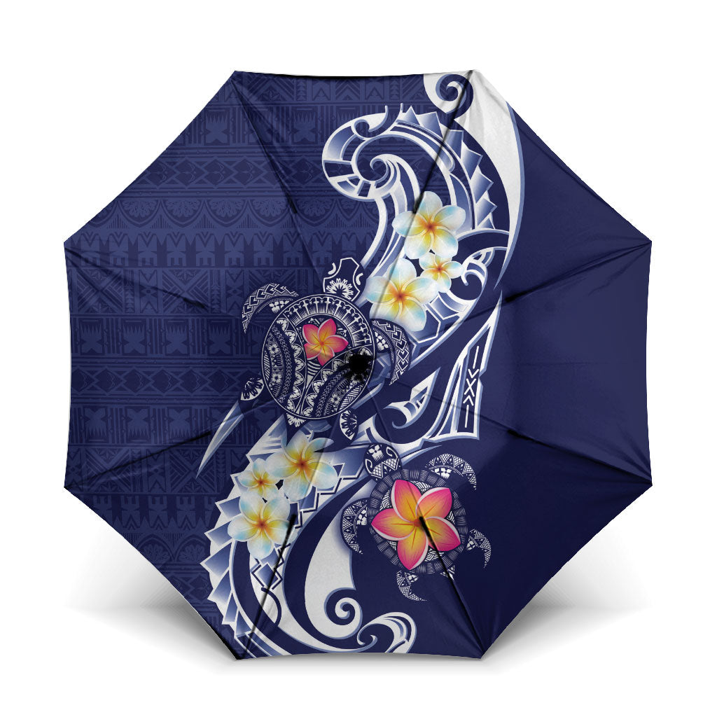 Bula Fiji Tapa Turtle Umbrella Plumeria Fijian Masi Vonu Midnight Blue LT14 One Size Folded 11.42 inch Opened Diameter 37.4 inch Midnight Blue - Polynesian Pride