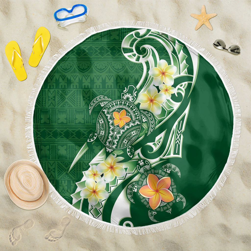 Bula Fiji Tapa Turtle Beach Blanket Plumeria Fijian Masi Vonu Green LT14 One Size 150cm Green - Polynesian Pride