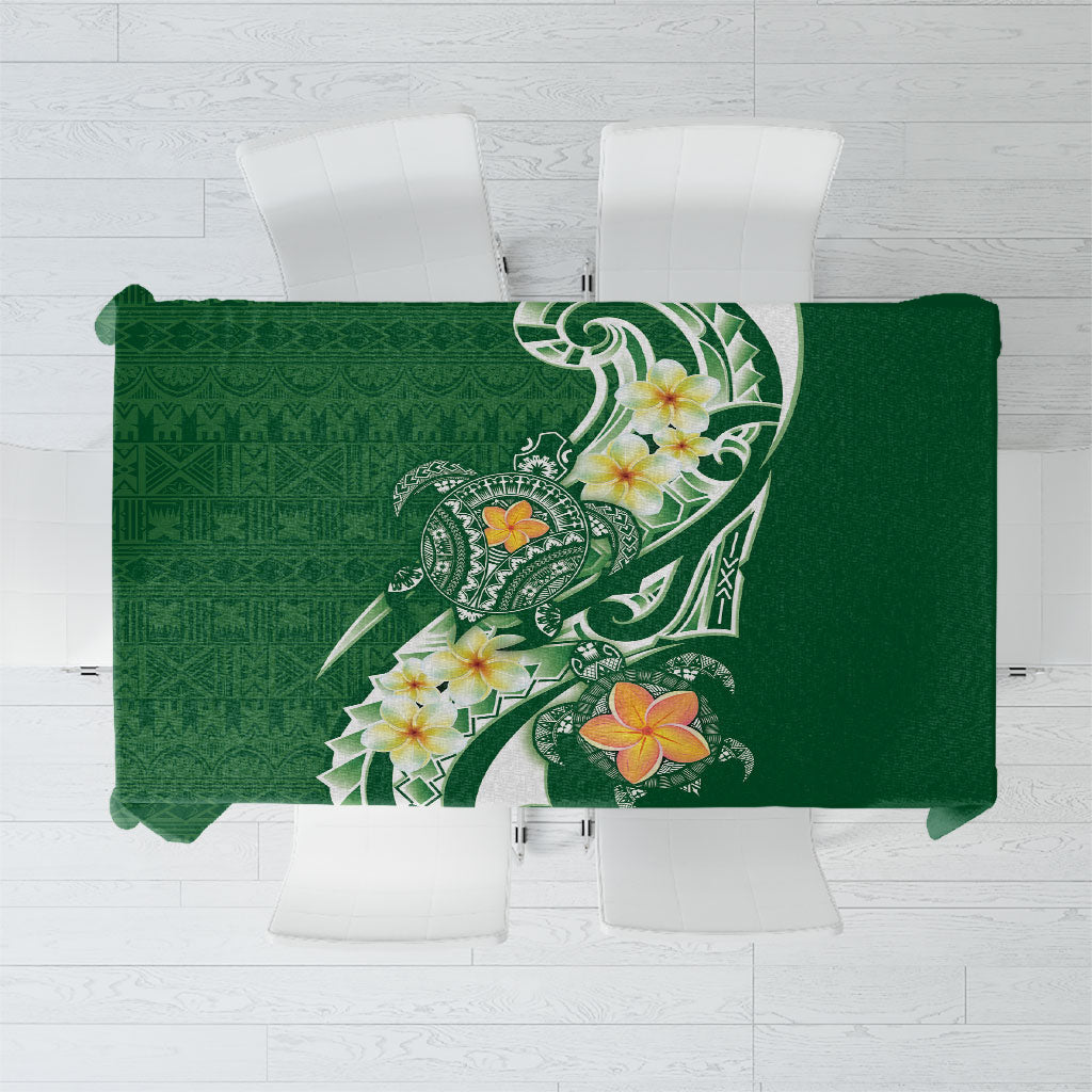 Bula Fiji Tapa Turtle Tablecloth Plumeria Fijian Masi Vonu Green LT14 Green - Polynesian Pride