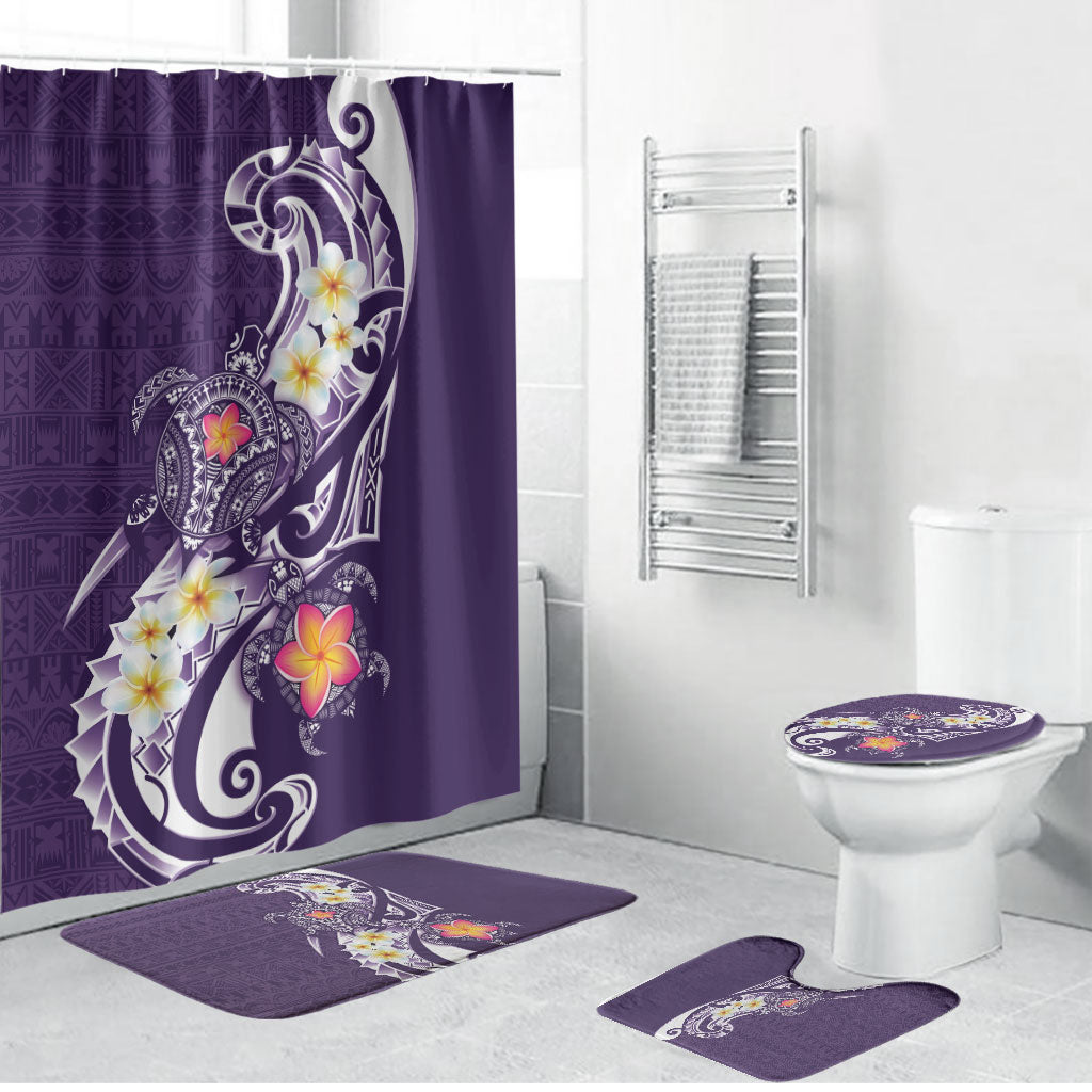 Bula Fiji Tapa Turtle Bathroom Set Plumeria Fijian Masi Vonu Purple LT14 Bathroom Set (4 pcs) Purple - Polynesian Pride