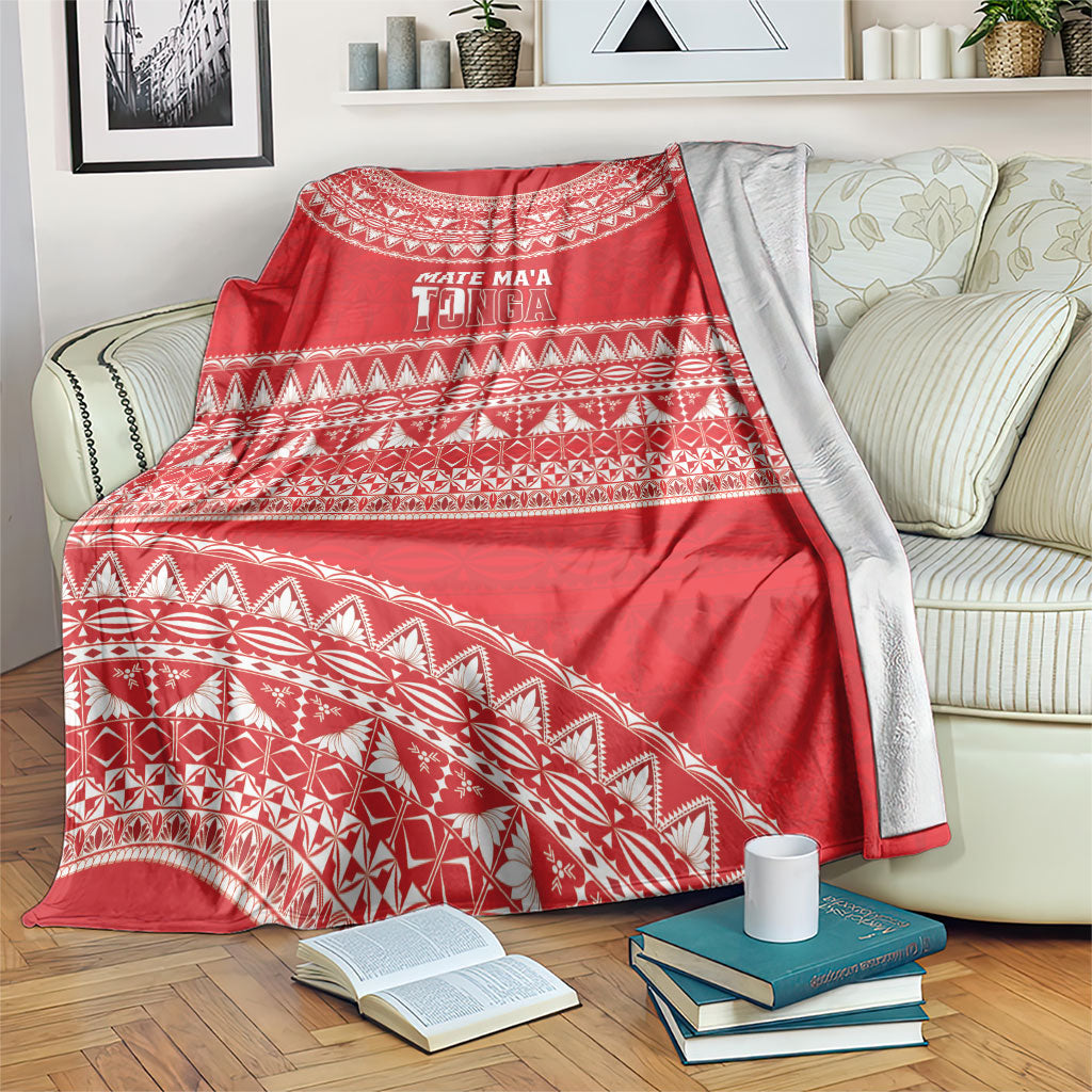 Mate Ma'a Tonga 2026 Rugby Blanket Go Champions Tongan Ngatu Pattern LT14 Red - Polynesian Pride