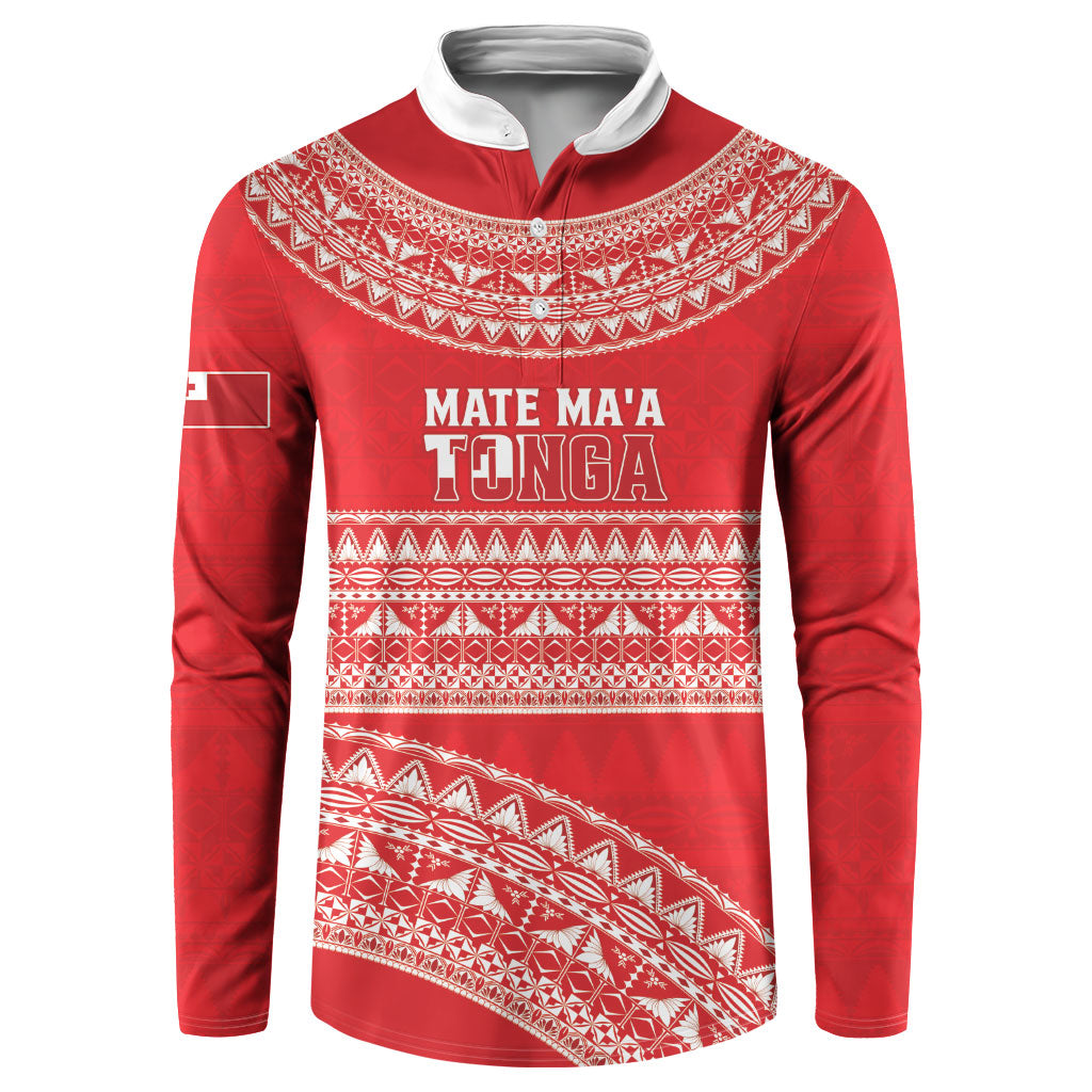 Mate Ma'a Tonga 2026 Rugby Custom Button Sweatshirt Go Champions Tongan Ngatu Pattern LT14 Red - Polynesian Pride