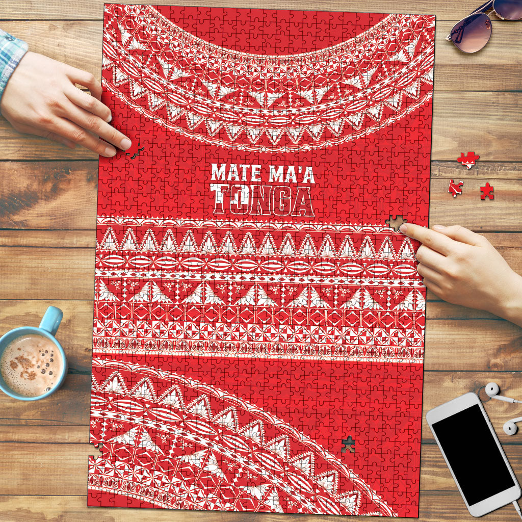 Mate Ma'a Tonga 2026 Rugby Puzzle Go Champions Tongan Ngatu Pattern LT14 Red - Polynesian Pride