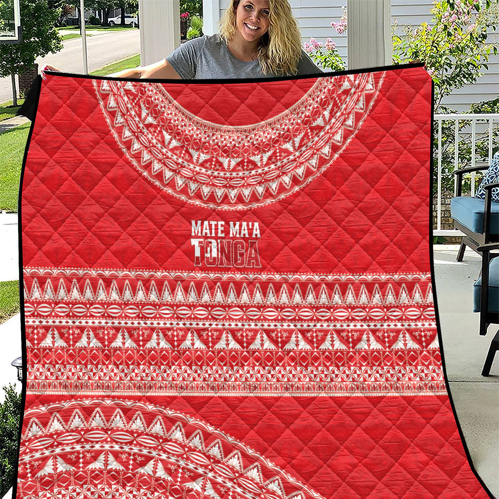 Mate Ma'a Tonga 2026 Rugby Quilt Go Champions Tongan Ngatu Pattern LT14 Red - Polynesian Pride