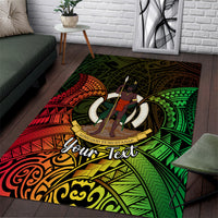 Personalised Vanuatu Family Day Area Rug Happy 26 December Vanuatuan Pig Tusk LT14 Black - Polynesian Pride