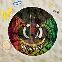 Personalised Vanuatu Family Day Beach Blanket Happy 26 December Vanuatuan Pig Tusk LT14 One Size 150cm Black - Polynesian Pride